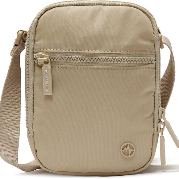 Elegant Water-Repellent Crossbody Bag in Almond Beige - Compact & Lightweight - Picture 1 of 6